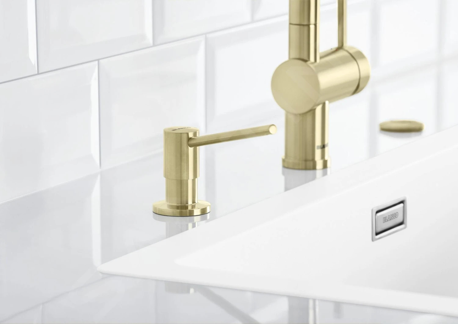 Blanco Accessoires - Distributeur De Détergent Torre, Or Satiné 526700 5 Blanco Accessoires - Distributeur De Détergent Torre, Or Satiné 526700 – Image 3