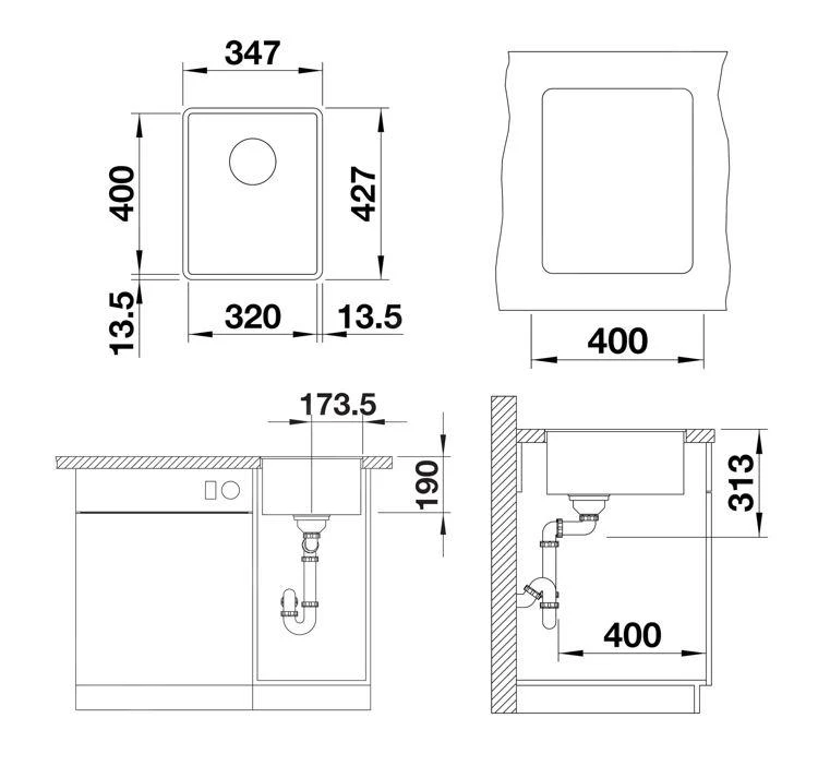 Blanco Subline 320 - Évier En Silgranit, 347x427 Mm, InFino, Gris 527342 4 Blanco Subline 320 - Évier En Silgranit, 347x427 Mm, InFino, Gris 527342 – Image 2