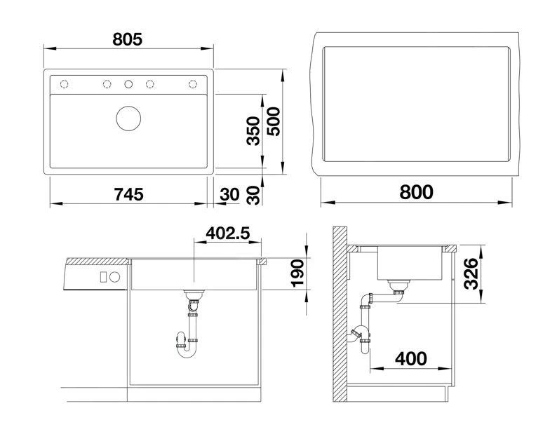 Blanco Dalago 8 - Évier En Silgranit, 805x500 Mm, Avec Commande De Vidage, Anthracite 516639 4 Blanco Dalago 8 - Évier En Silgranit, 805x500 Mm, Avec Commande De Vidage, Anthracite 516639 – Image 2