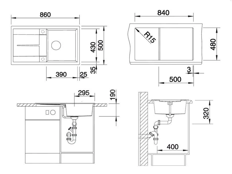 Blanco Metra 5 - Évier En Silgranit, 860x500 Mm, Aluminium 513204 4 Blanco Metra 5 - Évier En Silgranit, 860x500 Mm, Aluminium 513204 – Image 2