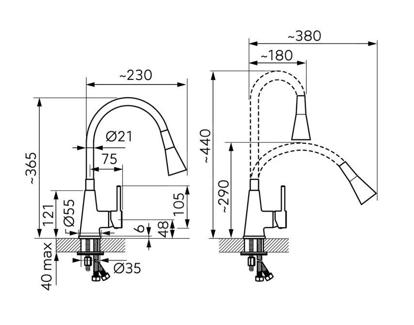 Novaservis Ferro - Mitigeur D'évier Avec Bras Flexible Et Douchette, Noir / Chrome 70720,0C 4 Novaservis Ferro - Mitigeur D'évier Avec Bras Flexible Et Douchette, Noir / Chrome 70720,0C – Image 2