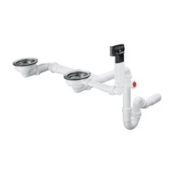 Hansgrohe Garnitures De Vidage - Kit De Trop-plein Pour évier Granit, Deux Bacs, Chrome 43928000