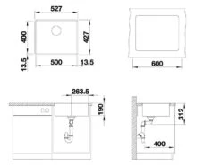 Blanco Subline 500 - Évier En Silgranit, 527x427 Mm, Noir 525994 -Cuisine Articles Magasin 1f146c11c95581e84dba29a7