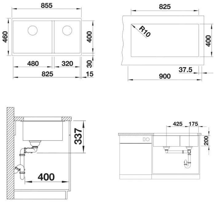Blanco Subline 480/320 - Évier En Silgranite, 855x460 Mm, Tartufo 523591 4 Blanco Subline 480/320 - Évier En Silgranite, 855x460 Mm, Tartufo 523591 – Image 2