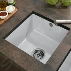 Villeroy & Boch Subway 50 - Évier En Céramique 44x44 Cm, CeramicPlus, Stone White 332501RW -Cuisine Articles Magasin 22d8b934da4f5b212b661e07