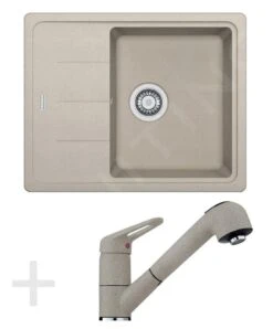 Franke Colonnes - Set De Cuisine G55, évier En Granit BFG 611-62, Sahara + Robinet FC 9547, Sahara 114.0323.819