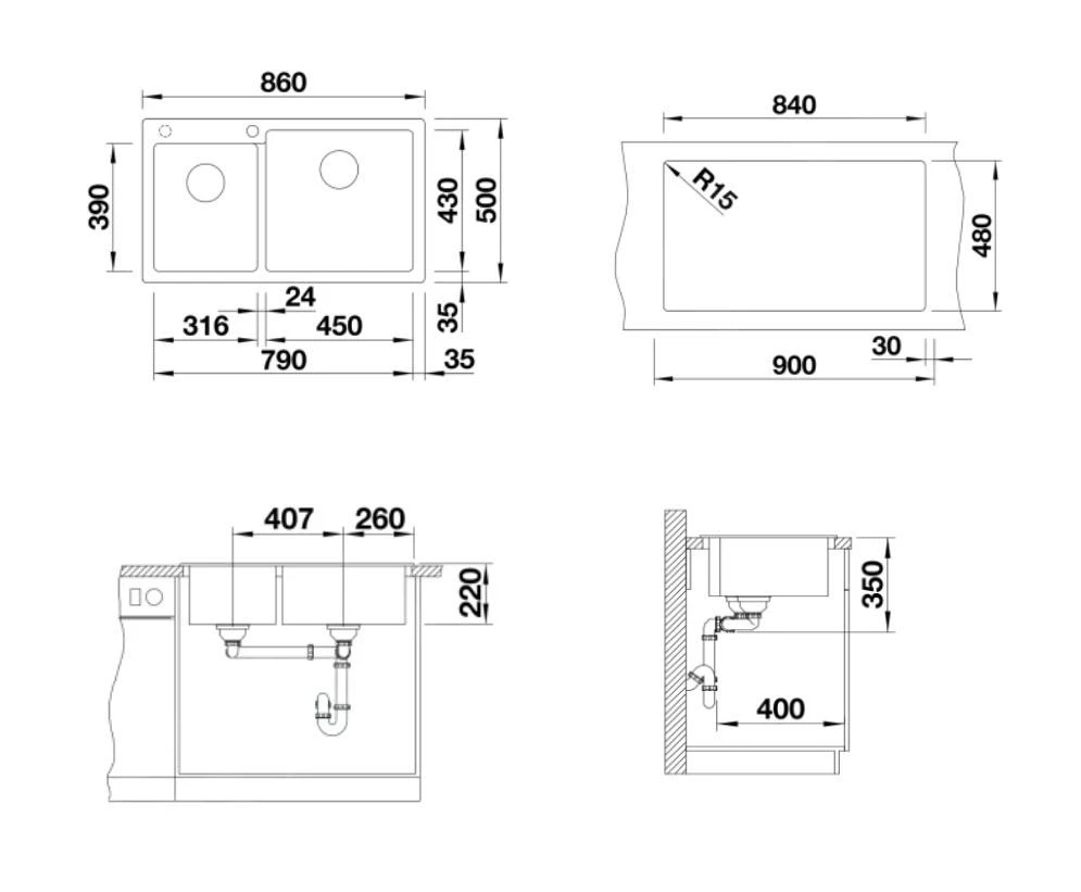 Blanco Pleon 9 - Évier En Silgranite, 860x500 Mm, Tartufo 523064 4 Blanco Pleon 9 - Évier En Silgranite, 860x500 Mm, Tartufo 523064 – Image 2