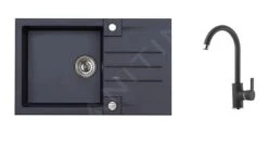 Alveus Sets - Ensemble D&apos;évier Rock 130 Et La Robinetterie Tonia, Carbone SETA068