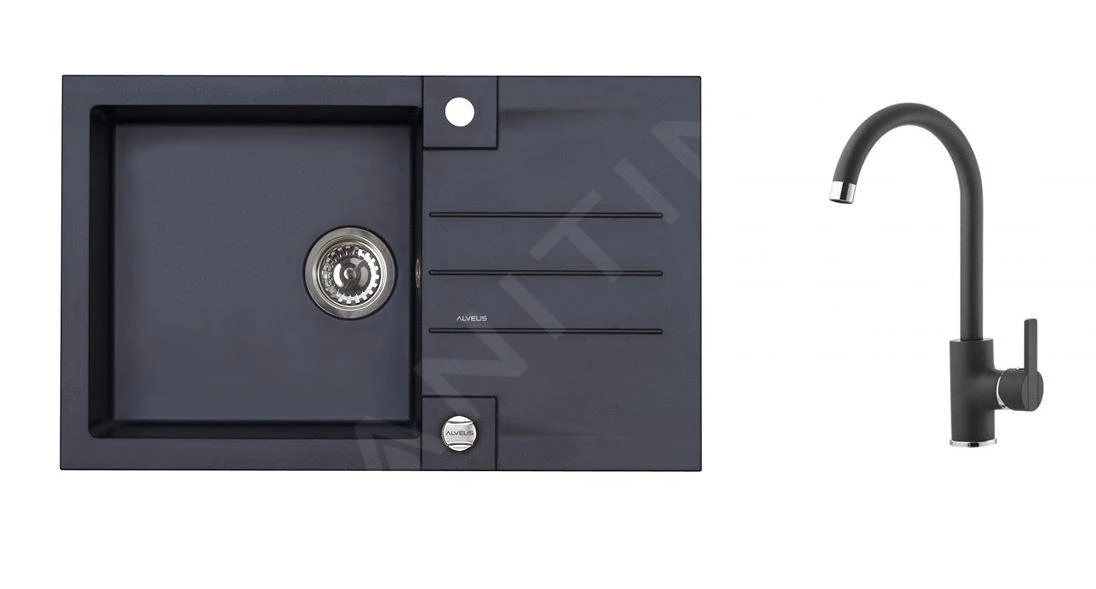 Alveus Sets - Ensemble D'évier Rock 130 Et La Robinetterie Tonia, Carbone SETA068 3 Alveus Sets - Ensemble D'évier Rock 130 Et La Robinetterie Tonia, Carbone SETA068