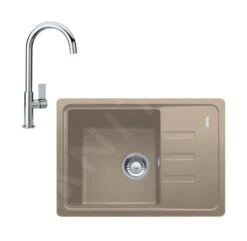 Franke Colonnes - Ensemble De Cuisine G115, évier En Fragranit BSG 611-62 Et Mitigeur FP 0408.031, Cachemire / Chrome 114.0510.432