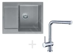 Franke Colonnes - Set De Cuisine G7, évier En Fragranit MRG 611-62, Pierre Grise + Robinet Samoa, Chrome 114.0120.343