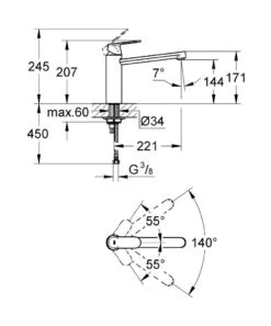 Grohe Eurosmart Cosmopolitan - Mitigeur D’évier, Supersteel 30193DC0 -Cuisine Articles Magasin 382043b3311414be03ab148c