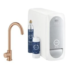 Grohe Blue Home - Mitigeur D&apos;évier Mono Connected Avec Unité Réfrigérante Et Filtration, Warm Sunset Brossé 31498DL1