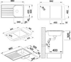 Blanco Livit 45 - Évier, 860x500 Mm, Inox Brossé 514786 -Cuisine Articles Magasin 3b5a77aee918aa8c4c763eab