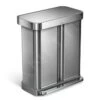 Simplehuman Poubelles - Poubelle De Tri Sélectif, Poche Pour Sacs, 58 L, Inox Brossé CW2025