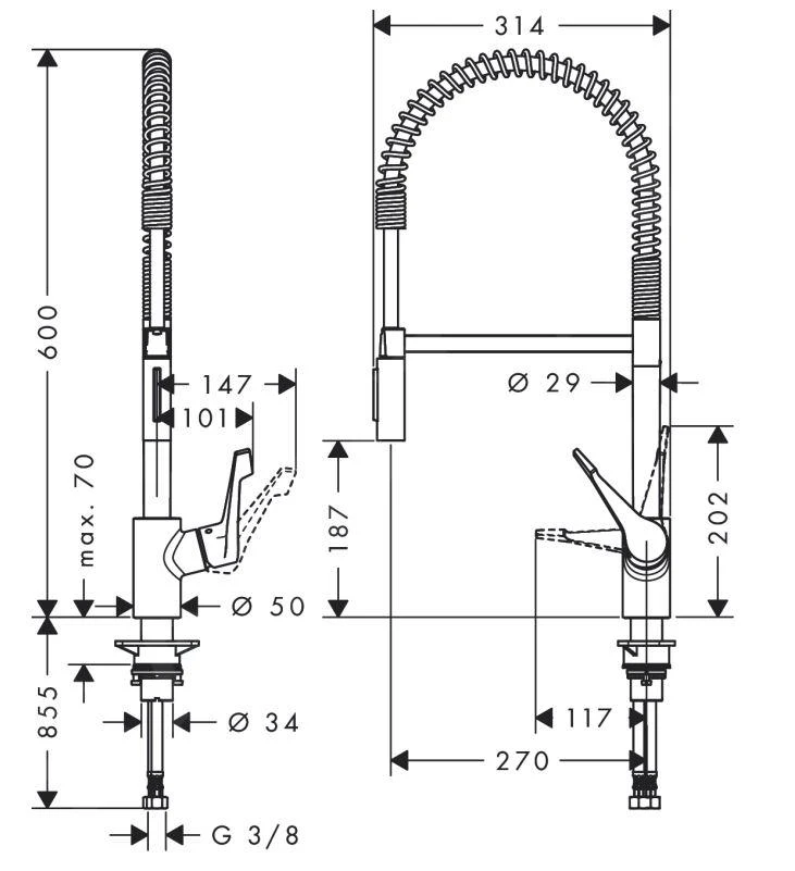 Hansgrohe Cento - Mitigeur D'évier XXL, Semi-Pro Avec Bras Flexible, EcoSmart, Chrome 14806000 4 Hansgrohe Cento - Mitigeur D'évier XXL, Semi-Pro Avec Bras Flexible, EcoSmart, Chrome 14806000 – Image 2