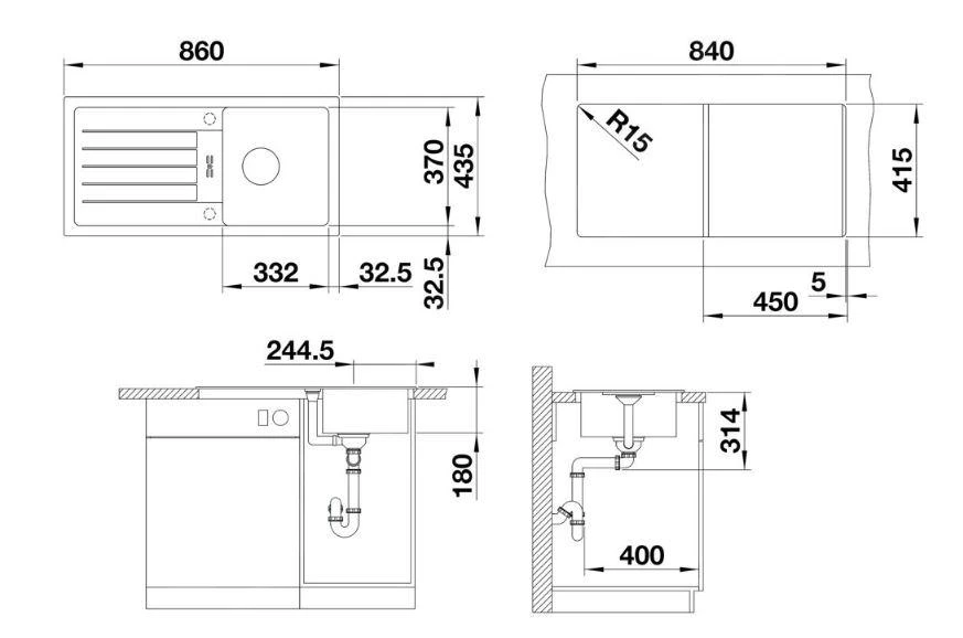 Blanco Favum 45 - Évier En Silgranit, 860x435 Mm, Blanc 524229 4 Blanco Favum 45 - Évier En Silgranit, 860x435 Mm, Blanc 524229 – Image 2
