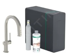 Hansgrohe Aqittura M91 - Mitigeur D'évier Avec Bec Extractible, SodaSystem, SBox, Simili Inox 76806800