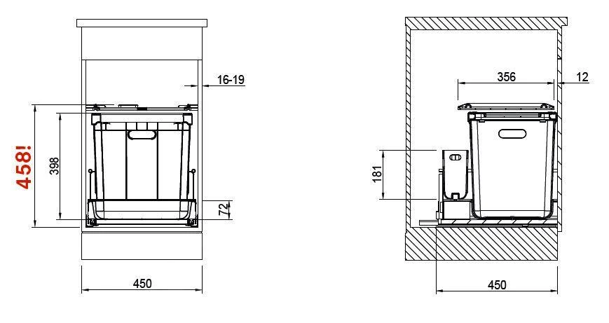 Franke Poubelle Tri Sélectif - Poubelle Encastrée 350-45 121.0307.553 4 Franke Poubelle Tri Sélectif - Poubelle Encastrée 350-45 121.0307.553 – Image 2