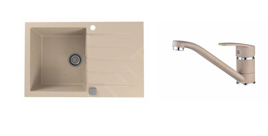 Alveus Sets - Ensemble D'évier En Granit Cadit 20 Et La Robinetterie Nina, Beige SETA20002 3 Alveus Sets - Ensemble D'évier En Granit Cadit 20 Et La Robinetterie Nina, Beige SETA20002