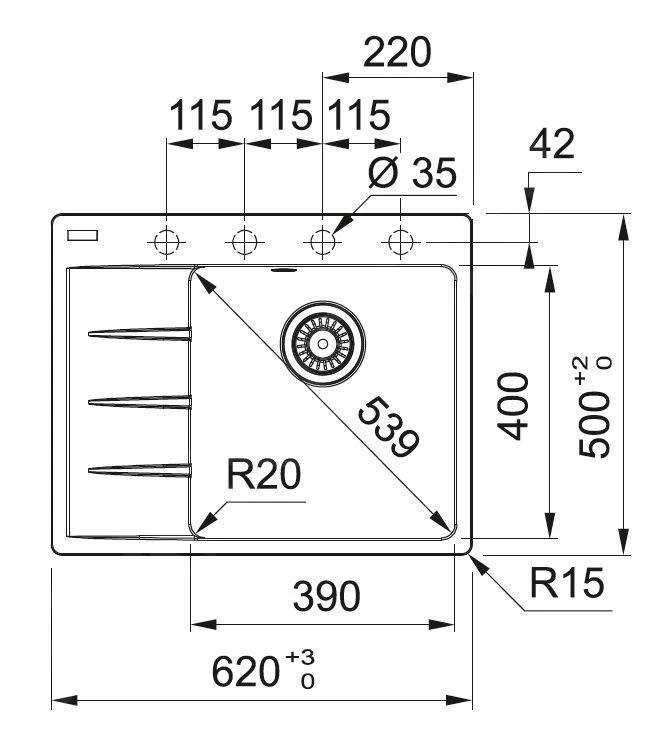 Franke Colonnes - Set G222, évier En Fragranit CNG 611-62 TL / 7 Et Mitigeur FP 0408.031, Noir Mat 114.0650.769 4 Franke Colonnes - Set G222, évier En Fragranit CNG 611-62 TL / 7 Et Mitigeur FP 0408.031, Noir Mat 114.0650.769 – Image 2