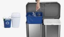 Simplehuman Poubelles - Poubelle De Tri Sélectif, Poche Pour Sacs, 58 L, Inox Brossé CW2025 -Cuisine Articles Magasin 416360b22bc3fe65656a1e38