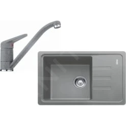 Franke Colonnes - Set De Cuisine G117, évier En Fragranit BSG 611-62, Pierre Grise + Robinet FC 9541.084, Pierre Grise 114.0440.712