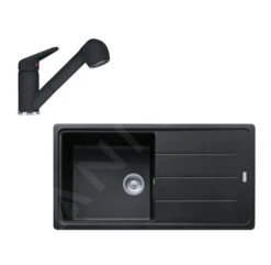 Franke Colonnes - Ensemble De Cuisine G138, évier En Fragranit BFG 611 Et Mitigeur FC 9547.424, Onyx 114.0510.594