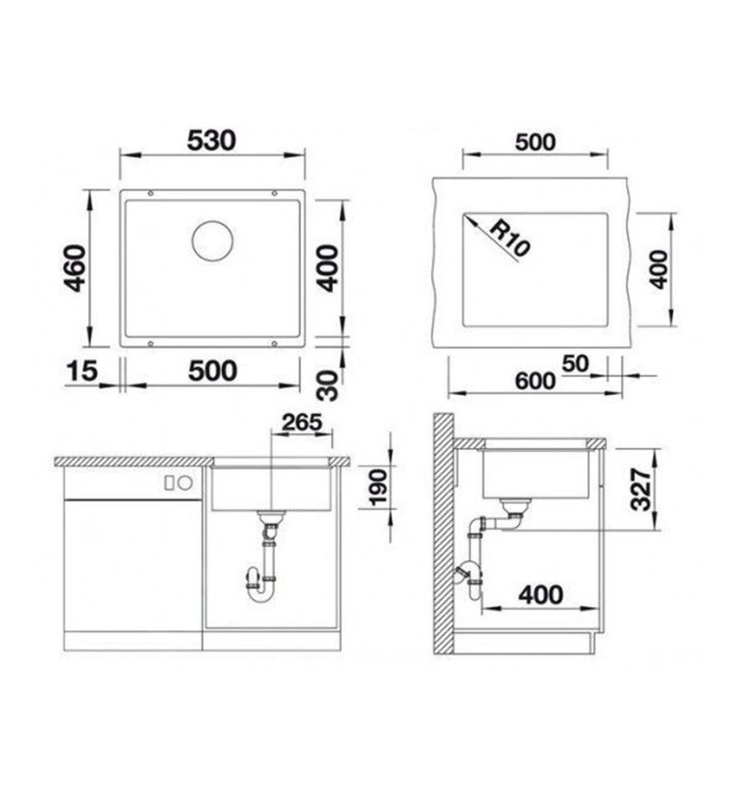 Blanco Subline 500 - Évier En Silgranit, 530x460 Mm, InFino, Aluminium 523434 4 Blanco Subline 500 - Évier En Silgranit, 530x460 Mm, InFino, Aluminium 523434 – Image 2