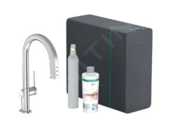 Hansgrohe Aqittura M91 - Mitigeur D'évier Avec Bec Extractible, SodaSystem, SBox, Chrome 76806000