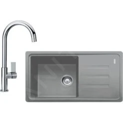 Franke Colonnes - Set De Cuisine G119, évier En Fragranit BSG 611-78/39 + Robinet FP 0408.031, Pierre Grise/chrome 114.0441.165