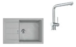 Franke Colonnes - Ensemble T87, évier En Tectonite S2D 611-78 XL Et Robinetterie SAMOA, Gris/chrome 143.0618.738