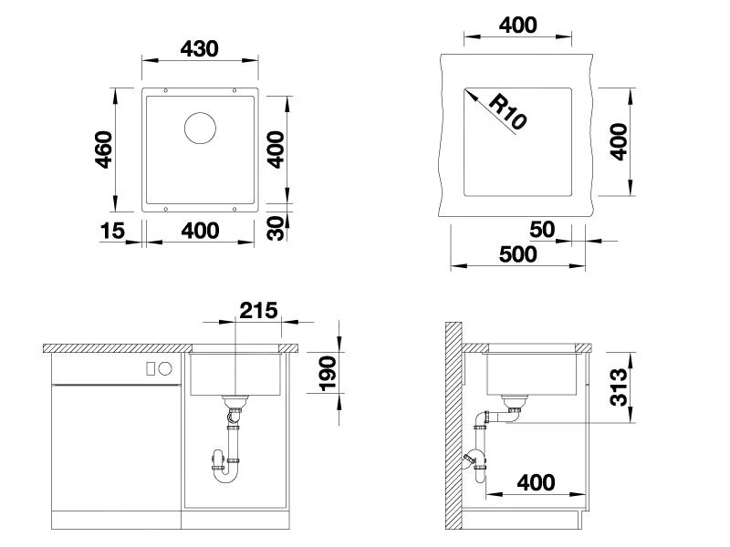 Blanco Subline 400 - Évier En Silgranit, 430x460 Mm, InFino, Tartufo 523429 4 Blanco Subline 400 - Évier En Silgranit, 430x460 Mm, InFino, Tartufo 523429 – Image 2