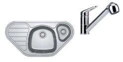 Franke Colonnes - Ensemble N81, évier D’angle Inox SKX 651E Et Robinetterie FC 9547.031, Inox/chrome 101.0618.836