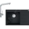 Franke Colonnes - Set G216, évier En Fragranit CNG 611-78 TL / 2 Et Mitigeur Samoa, Noir Mat / Chrome 114.0650.798