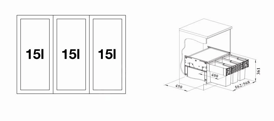 Blanco Select - Poubelle Encastrable, Diviséee, 45 L 526204 4 Blanco Select - Poubelle Encastrable, Diviséee, 45 L 526204 – Image 2