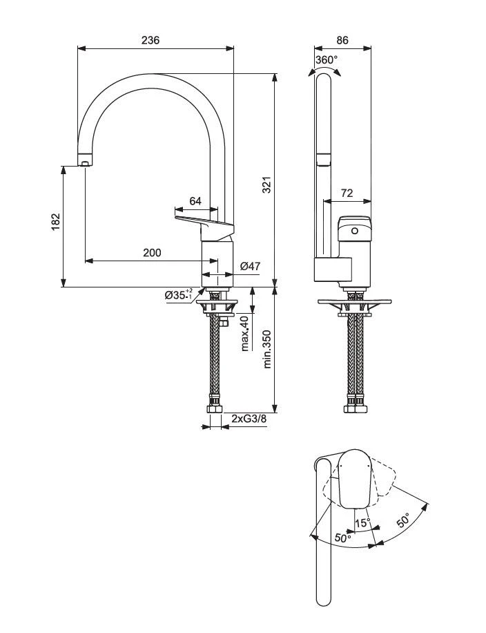 Ideal Standard CeraPlan - Mitigeur D'évier, Chrome BD339AA 4 Ideal Standard CeraPlan - Mitigeur D'évier, Chrome BD339AA – Image 2
