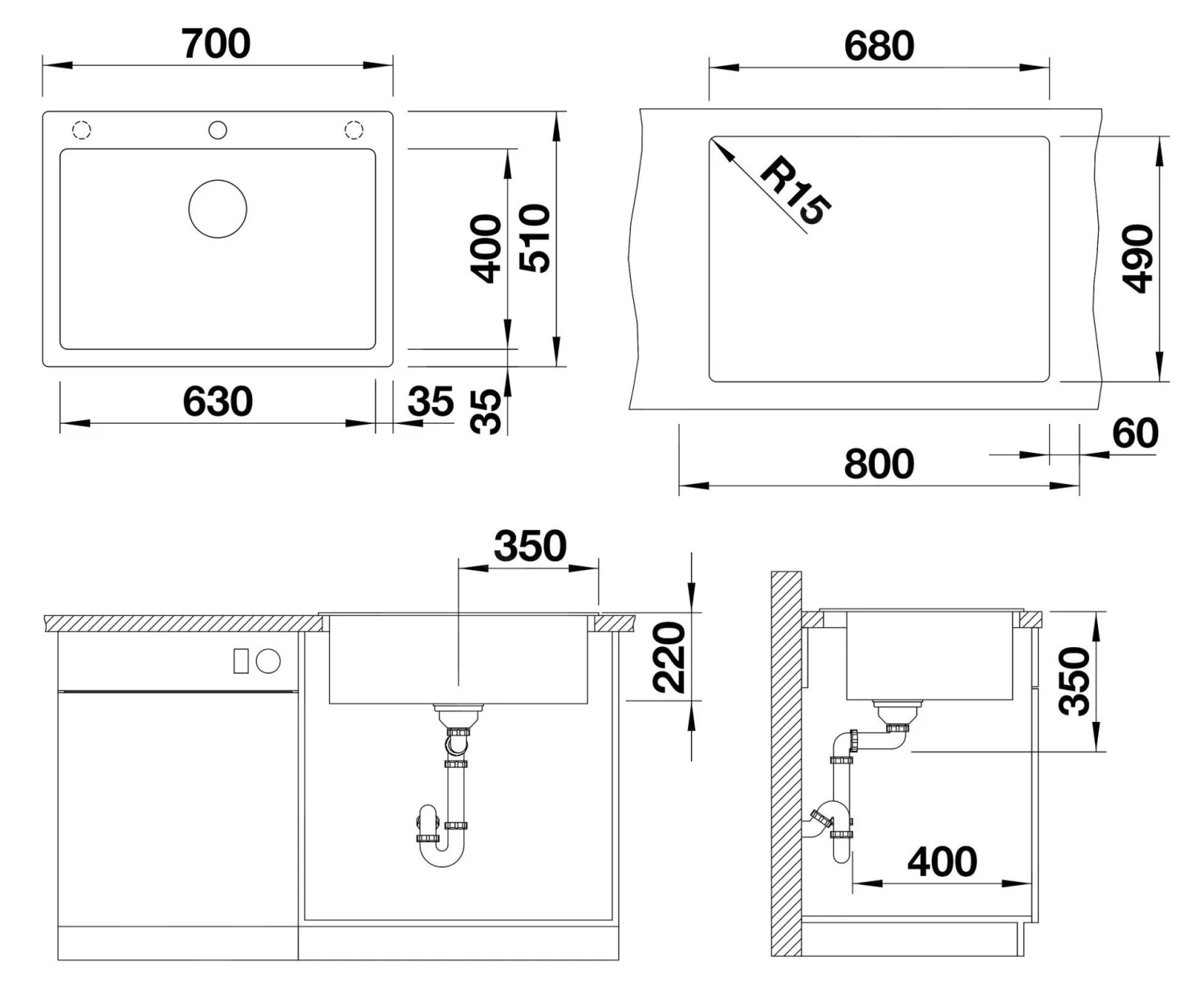 Blanco Pleon 8 - Évier En Silgranite, 700x510 Mm, Tartufo 523050 4 Blanco Pleon 8 - Évier En Silgranite, 700x510 Mm, Tartufo 523050 – Image 2