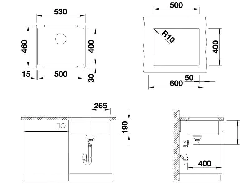 Blanco Subline 500 - Évier En Silgranit, 530x460 Mm, InFino, Café 523441 4 Blanco Subline 500 - Évier En Silgranit, 530x460 Mm, InFino, Café 523441 – Image 2