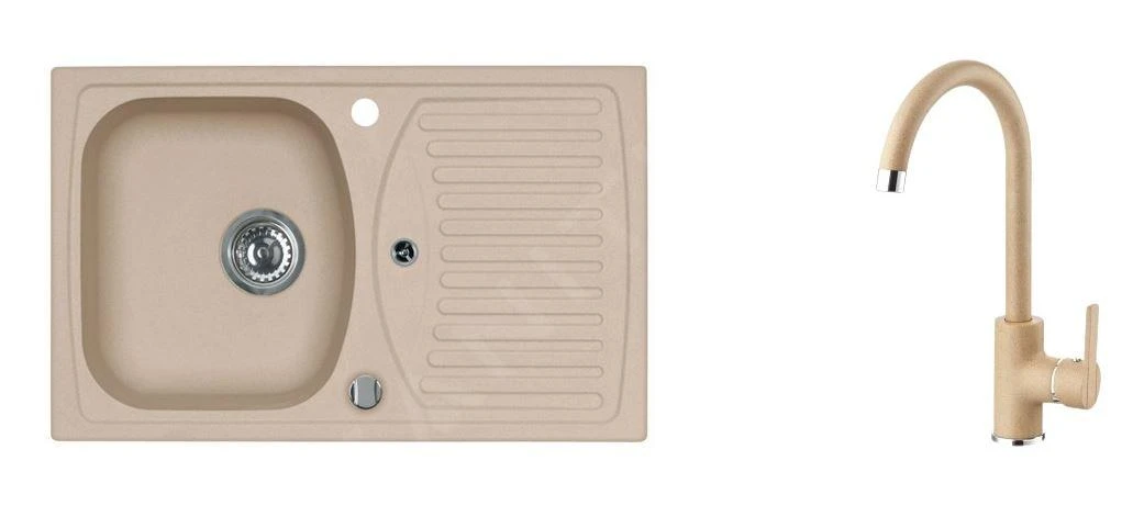 Alveus Sets - Ensemble D'évier Record 30 Et La Robinetterie Tonia, Beige SETA112 3 Alveus Sets - Ensemble D'évier Record 30 Et La Robinetterie Tonia, Beige SETA112