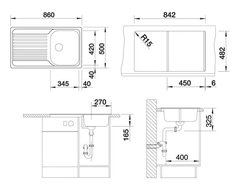 Blanco Tipo 45 - Évier, 605x500 Mm, Inox 511942 4 Blanco Tipo 45 - Évier, 605x500 Mm, Inox 511942 – Image 2
