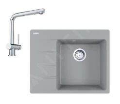 Franke Colonnes - Set G220, évier En Fragranit CNG 611-62 TL / 7 Et Mitigeur Samoa, Pierre Grise / Chrome 114.0650.748