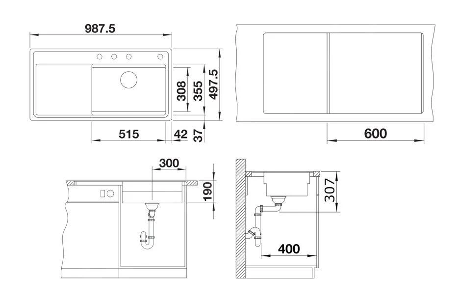 Blanco Zenar XL 6 - Évier En Silgranit, 988x498 Mm, Avec Commande De Vidage Et Accessoires, InFino, Gris 527376 4 Blanco Zenar XL 6 - Évier En Silgranit, 988x498 Mm, Avec Commande De Vidage Et Accessoires, InFino, Gris 527376 – Image 2
