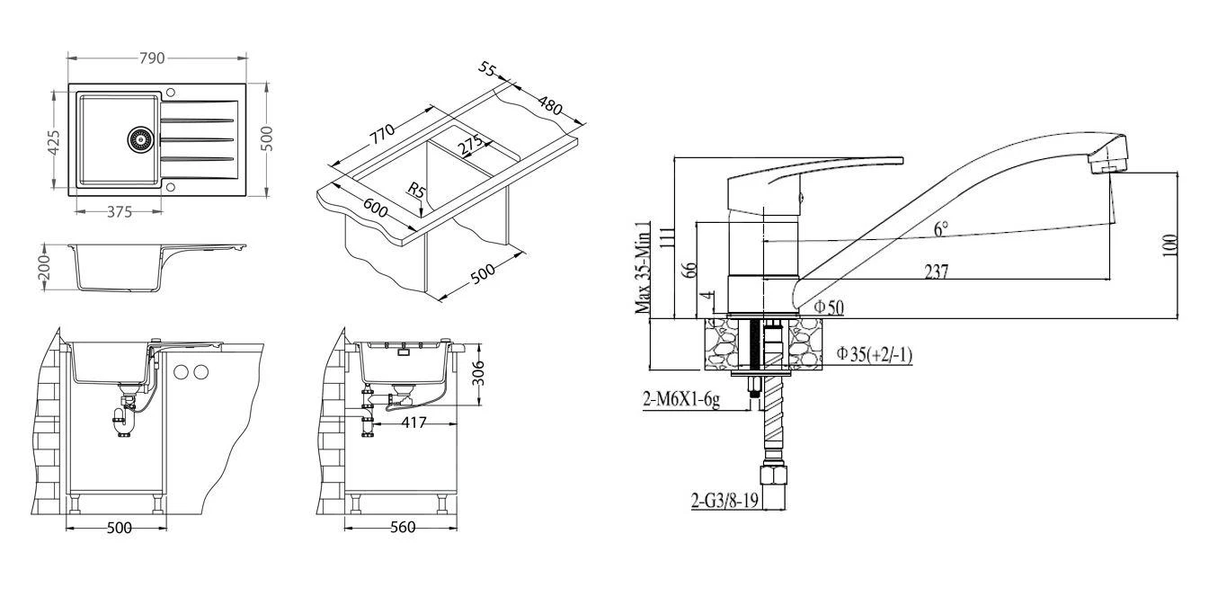 Alveus Sets - Ensemble D'évier En Granit Cadit 20 Et La Robinetterie Nina, Beige SETA20002 4 Alveus Sets - Ensemble D'évier En Granit Cadit 20 Et La Robinetterie Nina, Beige SETA20002 – Image 2