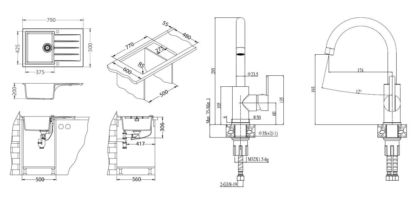 Alveus Sets - Ensemble D'évier En Granit Cadit 20 Et La Robinetterie Tonia, Carbone SETA20014 4 Alveus Sets - Ensemble D'évier En Granit Cadit 20 Et La Robinetterie Tonia, Carbone SETA20014 – Image 2