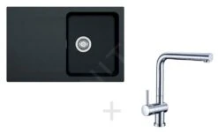 Franke Colonnes - Set De Cuisine T31, évier En Tectonite OID 611-78, Noir + Robinet Samoa, Chrome 114.0366.061