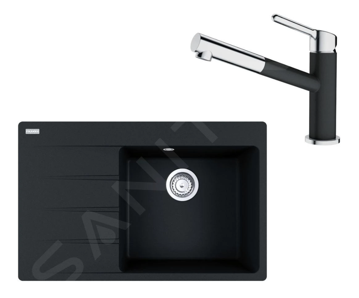 Franke Colonnes - Ensemble G227, évier En Fragranit CNG 611-78 TL / 7 Et Mitigeur FC 3055.071, Noir Mat / Chrome 114.0675.670 3 Franke Colonnes - Ensemble G227, évier En Fragranit CNG 611-78 TL / 7 Et Mitigeur FC 3055.071, Noir Mat / Chrome 114.0675.670