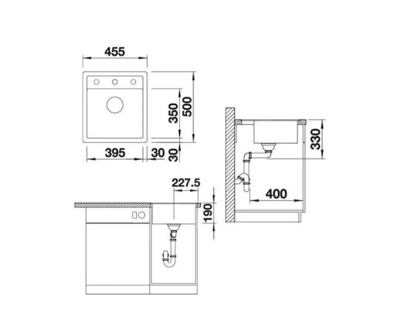 Blanco Dalago 45 - Évier En Silgranit, 455x500 Mm, Avec Commande De Vidage, Noir 525870 4 Blanco Dalago 45 - Évier En Silgranit, 455x500 Mm, Avec Commande De Vidage, Noir 525870 – Image 2