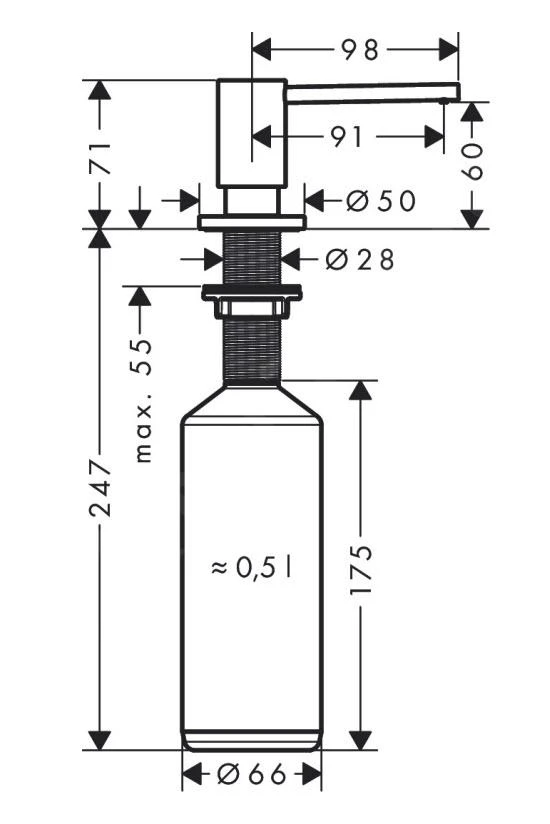 Axor Uno - Distributeur De Savon, 500 Ml, Chrome Noir Brossé 42818340 4 Axor Uno - Distributeur De Savon, 500 Ml, Chrome Noir Brossé 42818340 – Image 2