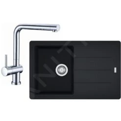 Franke Colonnes - Set De Cuisine G97, évier En Granit BFG 611-78, Onyx + Robinet SAMOA, Chrome 114.0439.152